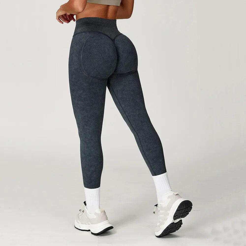 High-Waisted Ribbed Workout Leggings for Women | Seamless Stretch Fit