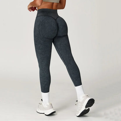 High-Waisted Ribbed Workout Leggings for Women | Seamless Stretch Fit