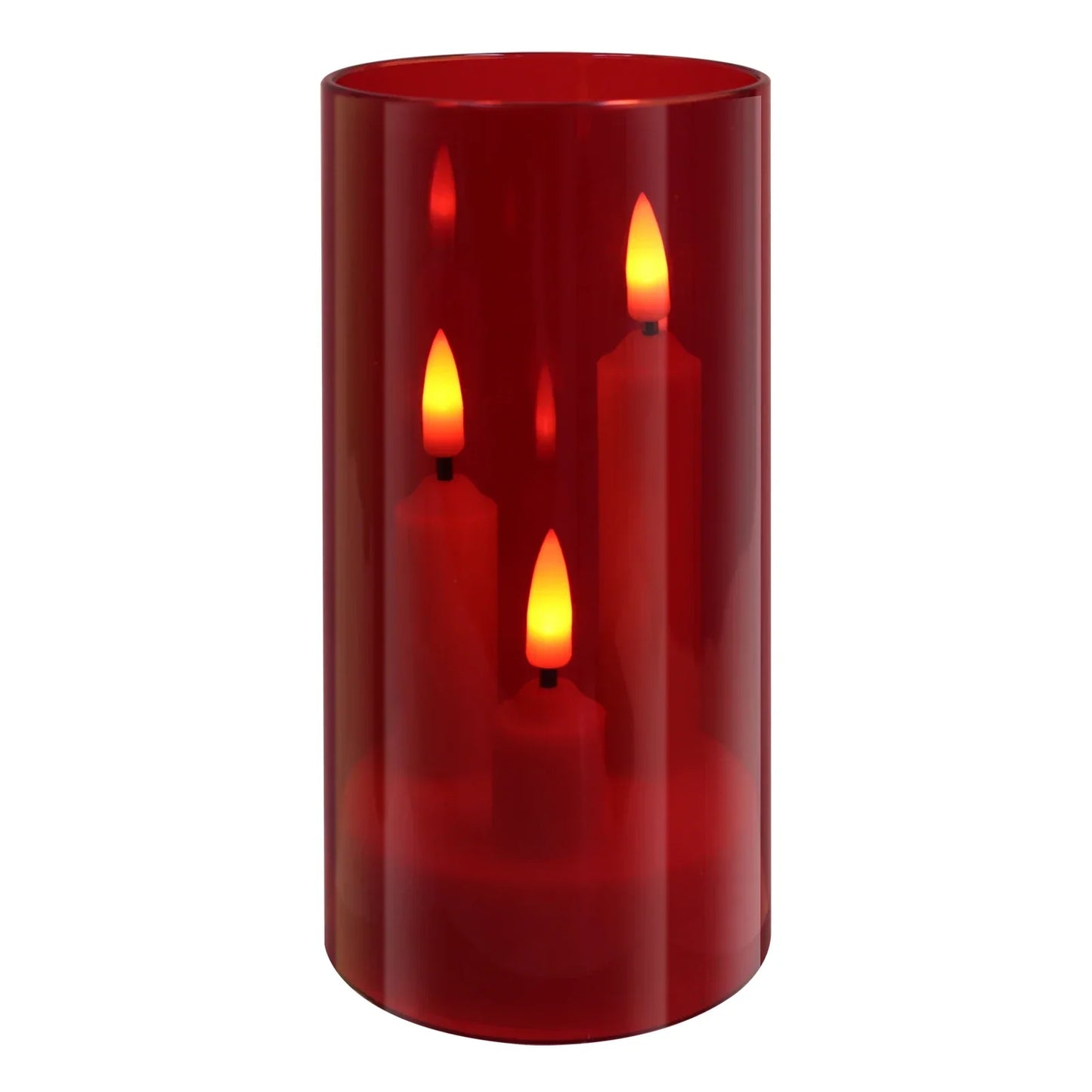 LED Candle with Triple Wicks | Glass-Enclosed Flickering Flame Effect | Battery-Powered, Flameless Candle | Safe and Authentic | Warm White Light