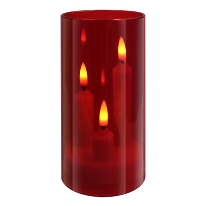 LED Candle with Triple Wicks | Glass-Enclosed Flickering Flame Effect | Battery-Powered, Flameless Candle | Safe and Authentic | Warm White Light