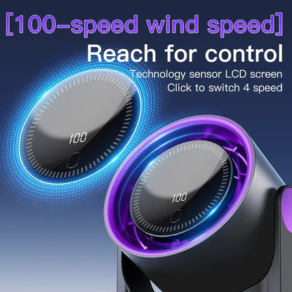 USB Bladeless Fan – Silent Table Fan with 100 Speed Settings