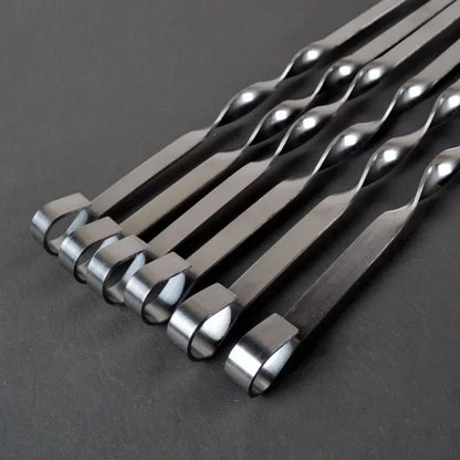 Extra Long Stainless Steel Skewers with Wooden Handle - Set of 6