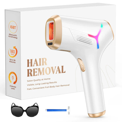 At-Home Hair Removal Device with 999,999 Flashes, 9 Energy Levels, Auto & Manual Modes