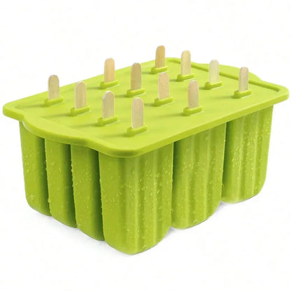 Silicone Ice Mold Set - BPA-Free & Reusable with Wooden Sticks for DIY Ice