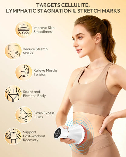 Heat-Enhanced Lymphatic Drainage Massager – Vibrating Body Massager with 3 Modes & 9 Levels of Intensity