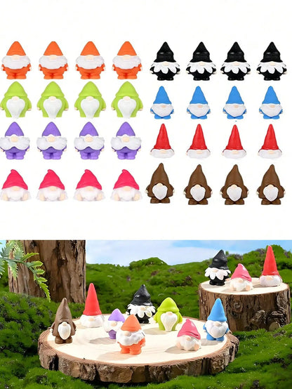 Mini Garden Gnome Set with 10 Pieces | Resin Statues | Colorful Fairy Garden Decor
