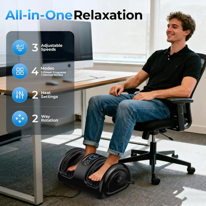Shiatsu Leg and Foot Massager with Heat – Kneading, Vibration, and Washable Covers