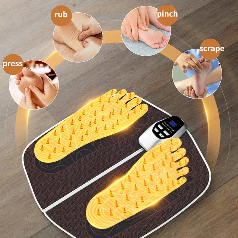 Remote-Controlled Foot Massager Pad – 8 Modes, 32 Intensities, USB Rechargeable, 20-Minute Auto Shut-Off
