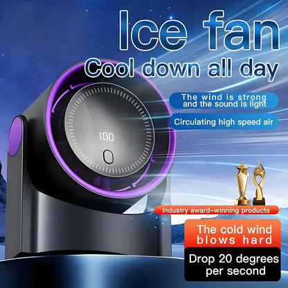 USB Bladeless Fan – Silent Table Fan with 100 Speed Settings