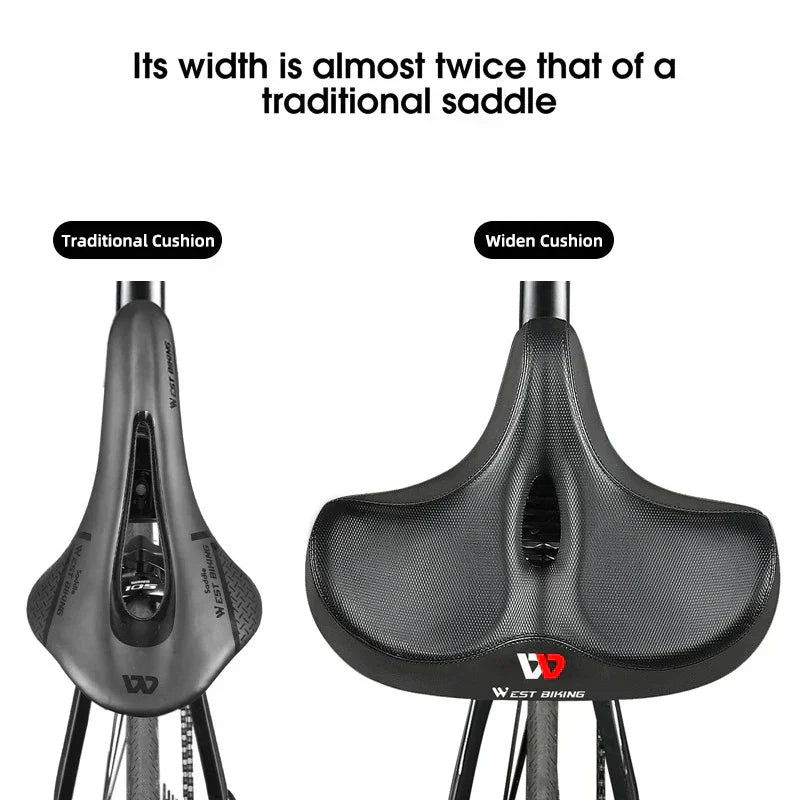 Ergonomic Wide Bicycle Seat – Shock-Absorbing Comfort for Urban and Trail Riding