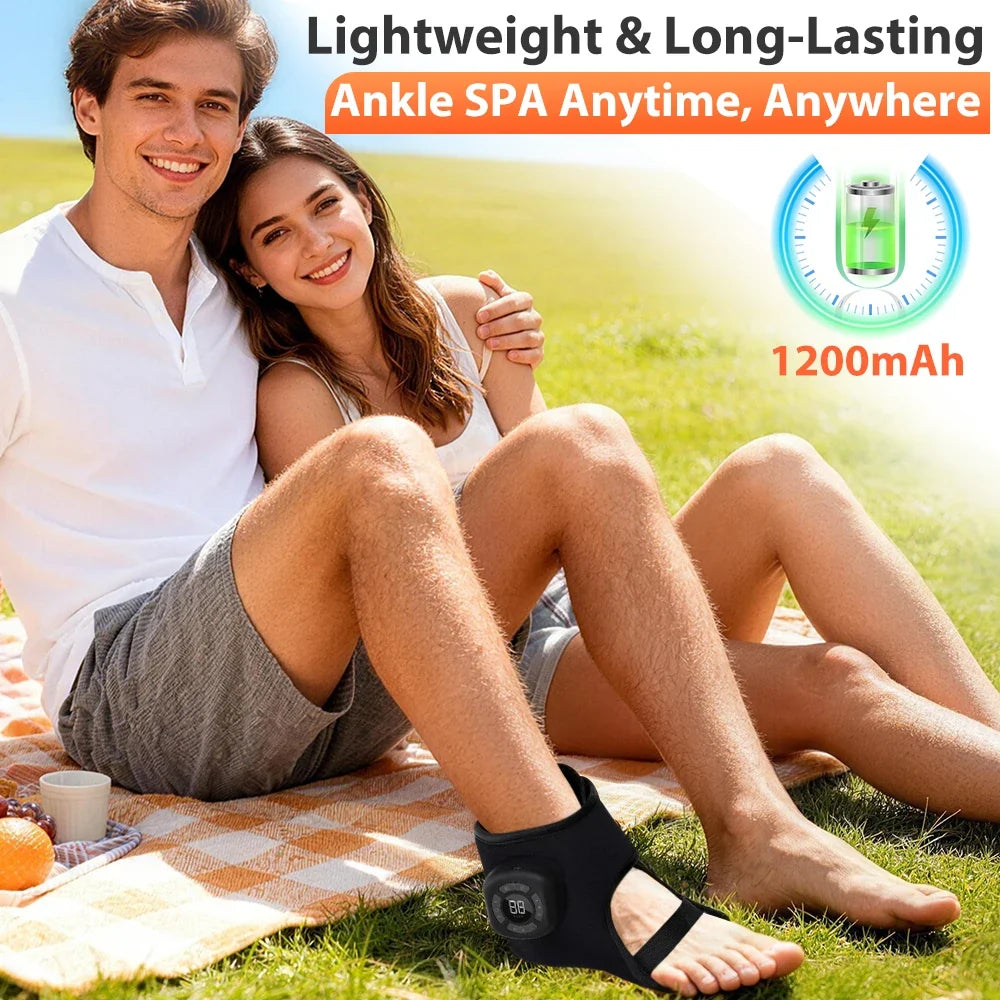 Rechargeable Foot and Ankle Wrap – Air Compression Massager with Heat, 3 Modes, 5 Intensities & Vibration Option
