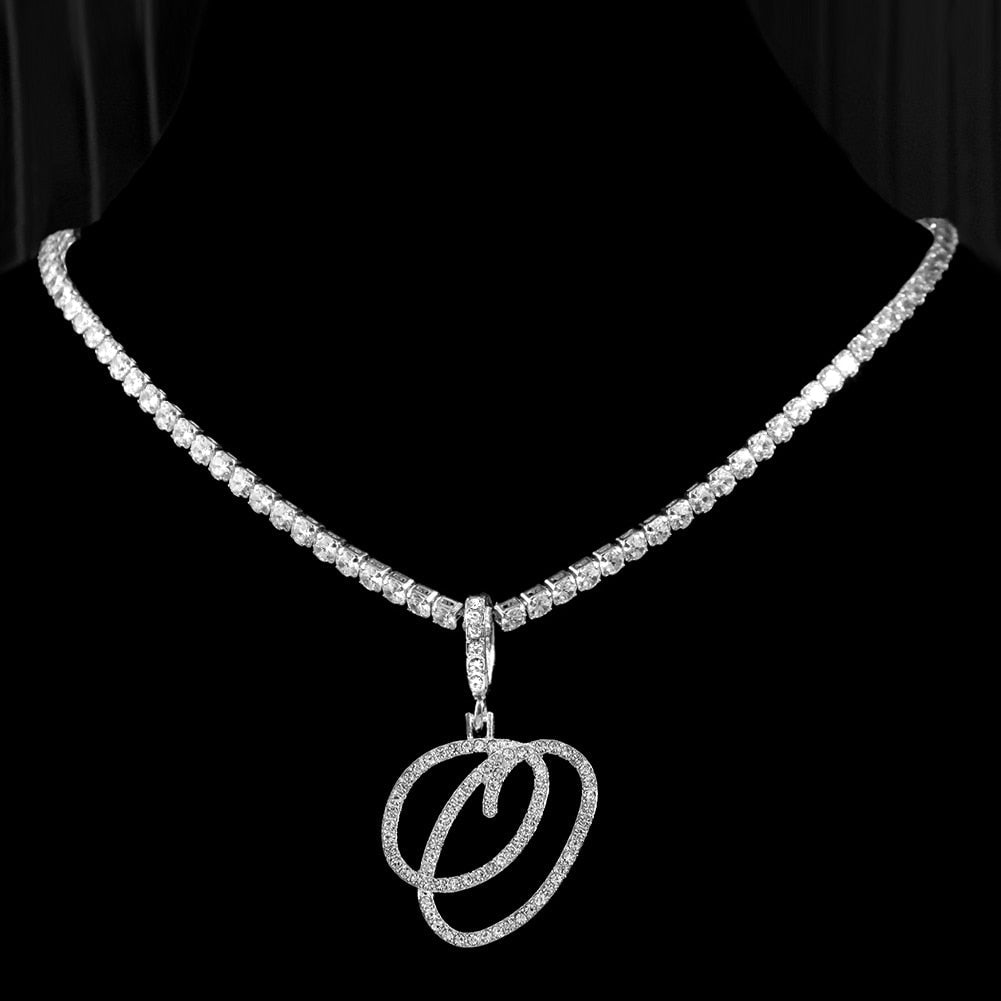 Elegant Initial Pendant Necklace in Silver