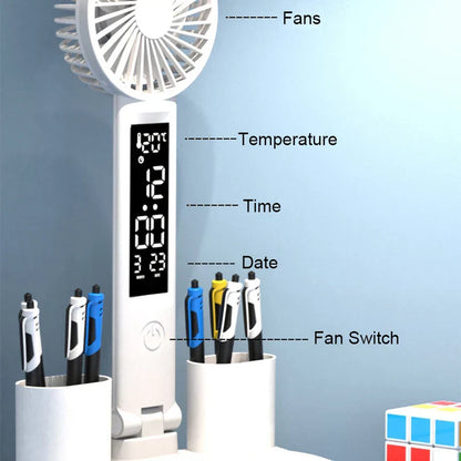 LED Desk Lamp with Fan – 3-in-1 Design, Touch Control & USB Battery