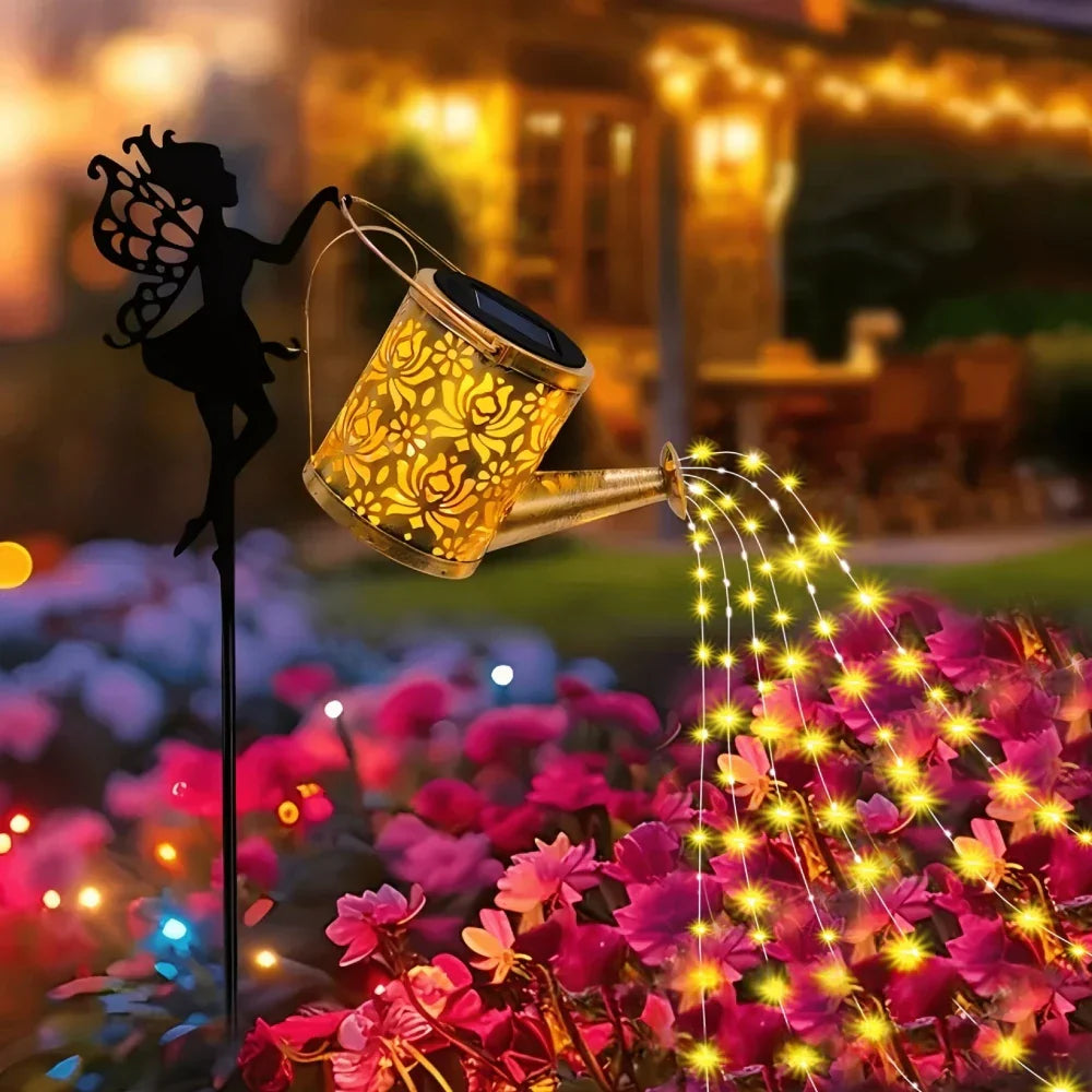 Solar-Powered Garden Watering Can Light – IP55 Waterproof Metal Hanging Lamp