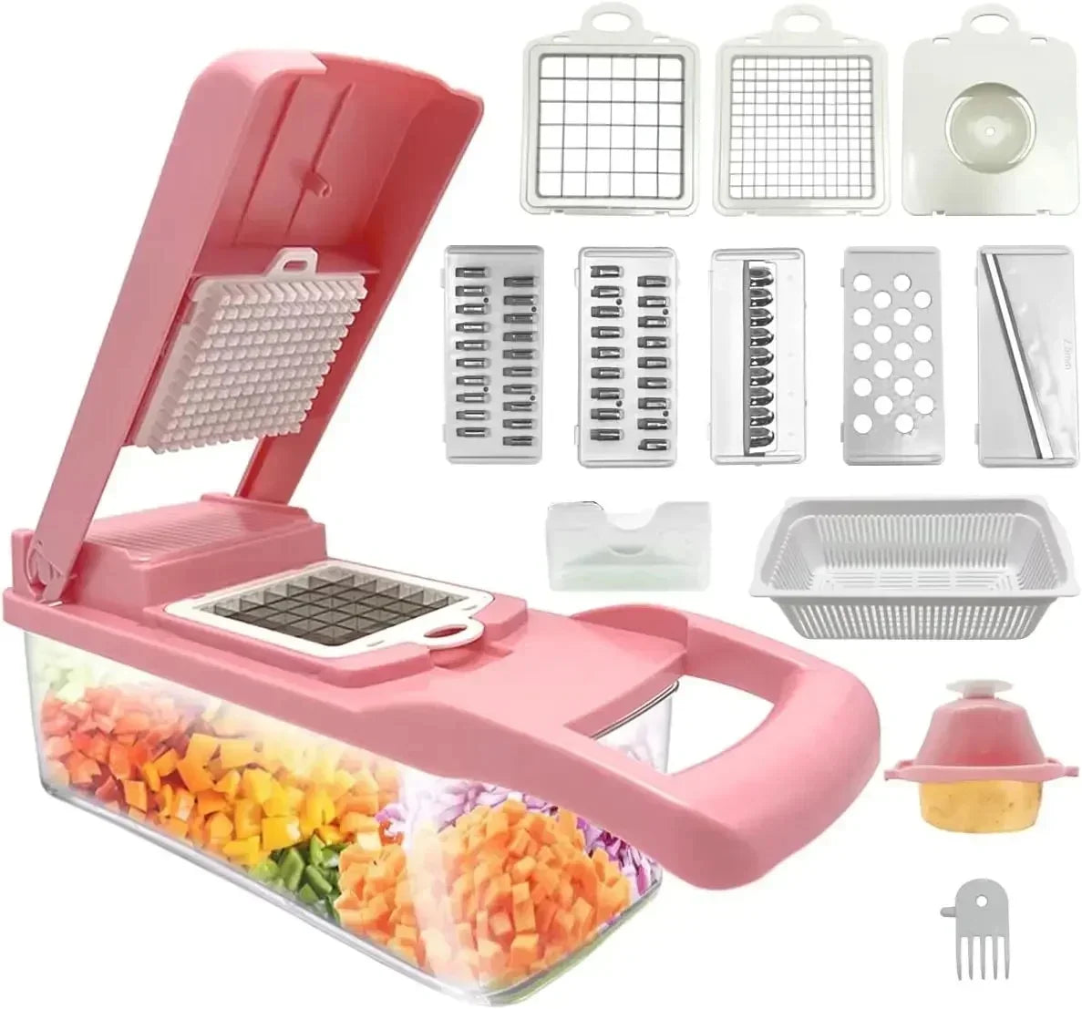 12-in-1 Vegetable Slicer with 7 Stainless Steel Blades, Non-Slip & BPA-Free