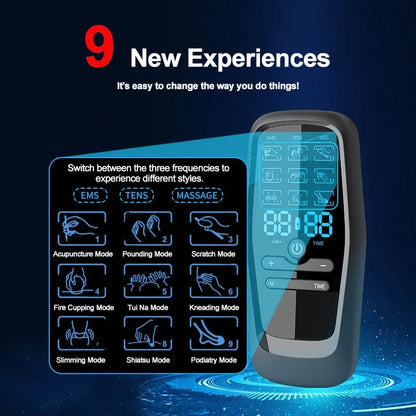 Muscle Stimulator with Rechargeable TENS & EMS – 6 Modes, 19 Intensities, 4 Electrode Pads