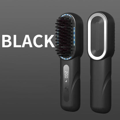 Cordless Hair Straightening Comb with Ions | Rechargeable Heat Protectant with 4 Settings