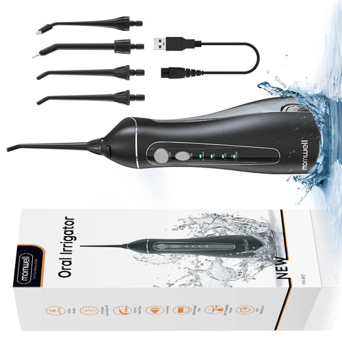 Portable Cordless Water Flosser - Rechargeable Oral Irrigator, 200ML Tank, 4 Tips, IPX7 Waterproof, 3 Settings