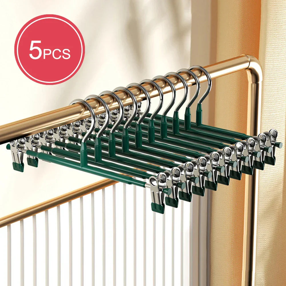 Adjustable Stainless Steel Hangers with Clips | Non-Slip & Space-Saving for Clothing & Laundry