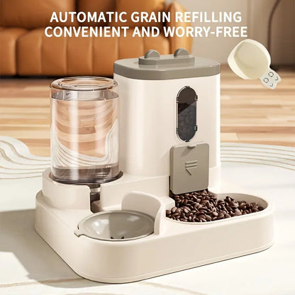 Automatic Food and Water Dispenser for Pets – 2-in-1 System with Stainless Steel Bowls and Non-Slip Feet – Suitable for Cats and Small Dogs