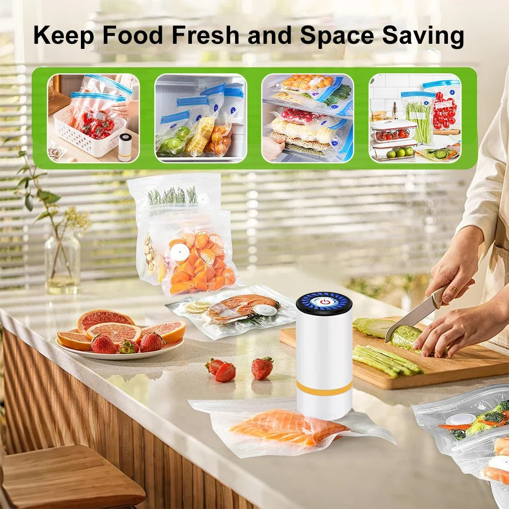 Compact Rechargeable Vacuum Pump for Efficient Food Storage
