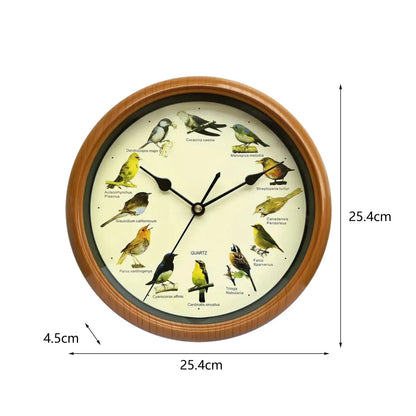 10-Inch Wall Clock Featuring Bird Sounds for Elegant Home Decor