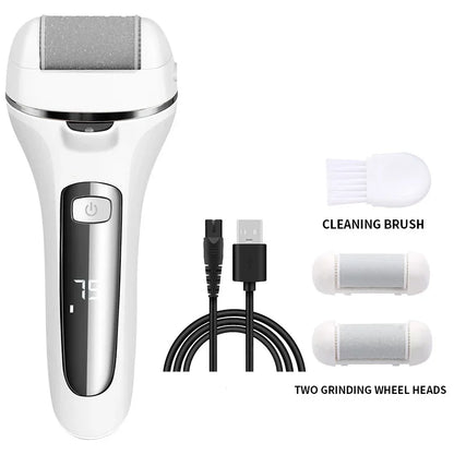 Electric Callus Remover with 3 Grinding Heads & LED - Waterproof & Rechargeable