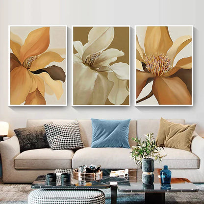 Modern Botanical Canvas Prints - Large Abstract Floral Art for Home Decor
