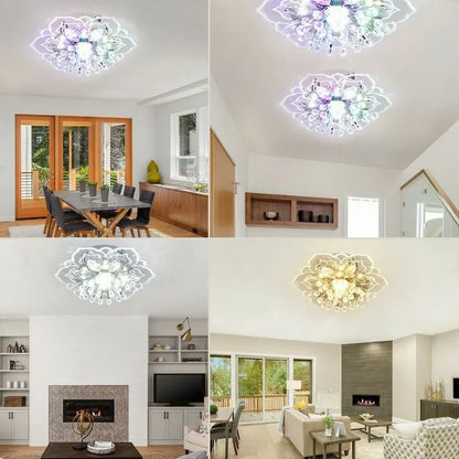 Colourful Crystal Flower Chandelier - 9W LED Modern Lighting for Home