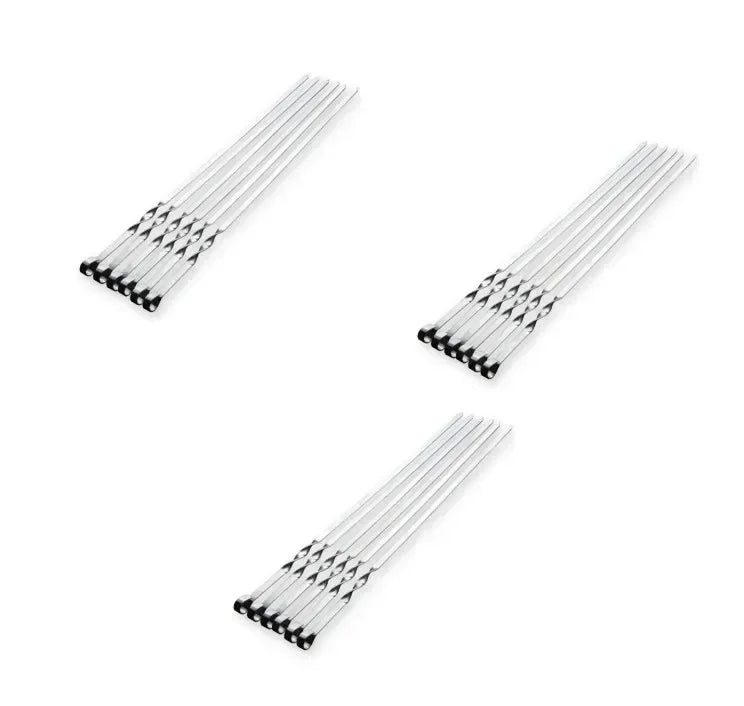 Extra Long Stainless Steel Skewers with Wooden Handle - Set of 6