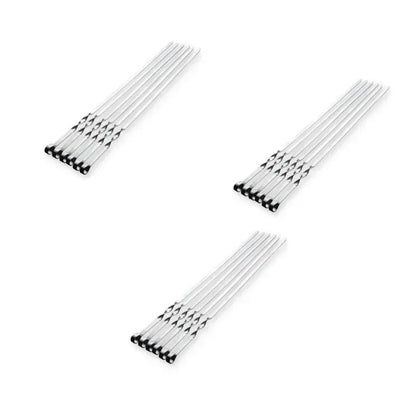 Extra Long Stainless Steel Skewers with Wooden Handle - Set of 6