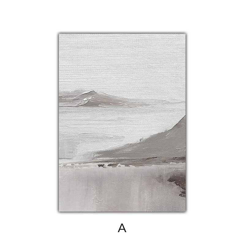 Serene Gray Mountain Canvas Art for Modern Living Spaces