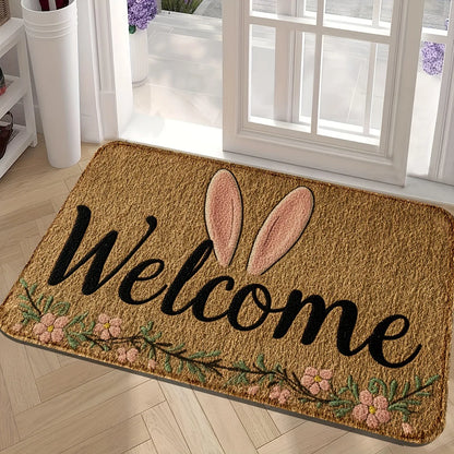 Easter Welcome Mat | Bunny Greeting Door Mat | Non-Slip, Washable 30x50–50x80 cm