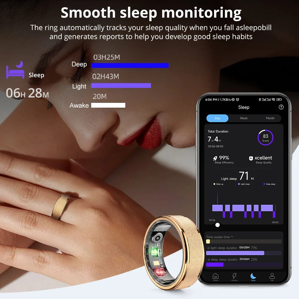 Health Monitoring Smart Ring with Charging Dock | Sleep & Heart Tracker | 5ATM Waterproof | Multiple Sports Modes