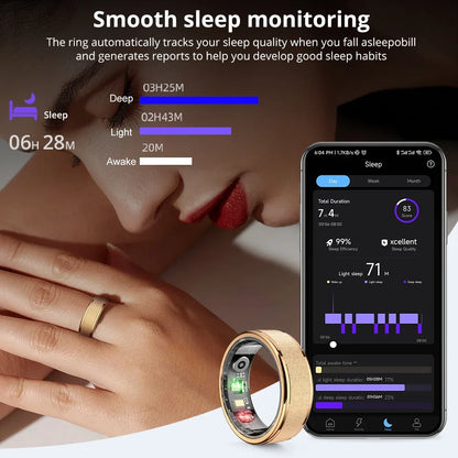Health Monitoring Smart Ring with Charging Dock | Sleep & Heart Tracker | 5ATM Waterproof | Multiple Sports Modes