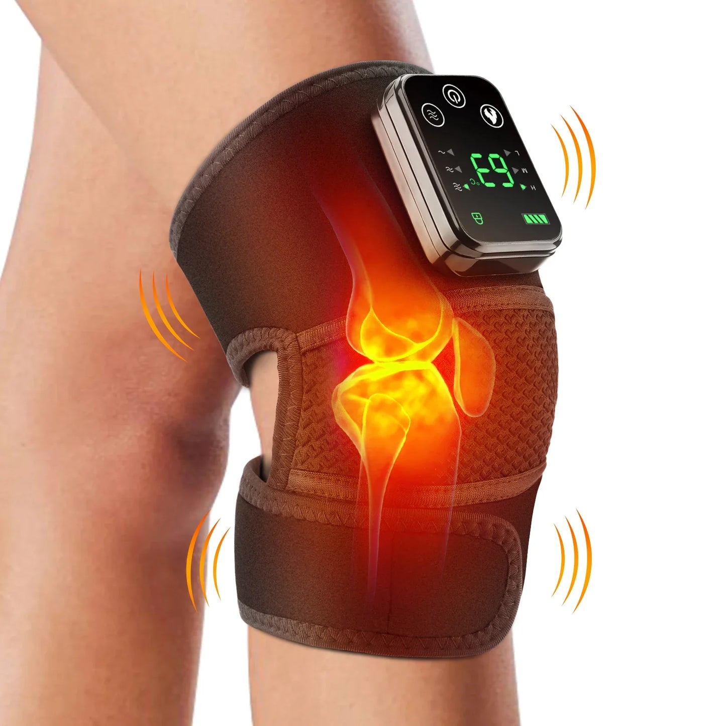 Vibrating Cordless Knee Massage Pad – 3 Heat Settings, 3 Modes, 4000mAh Battery, Adjustable Straps