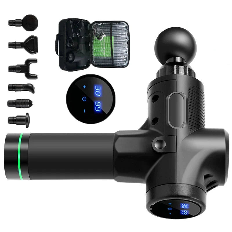 Massage Gun for Deep Tissue Relief | 30 Speed Settings, 6 Attachments, Silent Operation