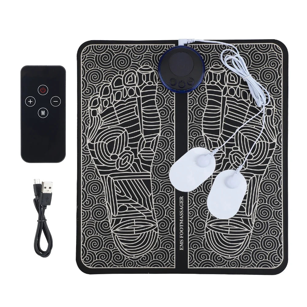 Rechargeable Foot and Leg Stimulator Mat with Remote – 8 Modes, 19 Intensities