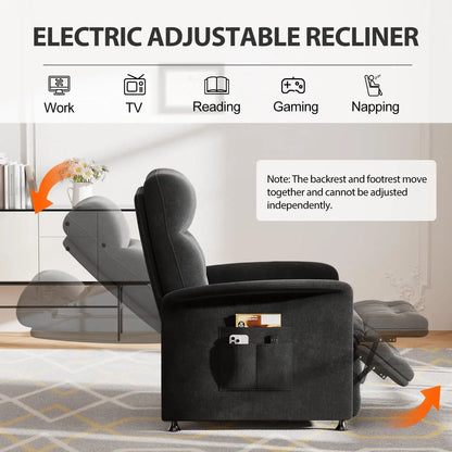 Electric Recliner Chair with Massage and Heat – 8 Vibration Nodes, Footrest & Side Pockets