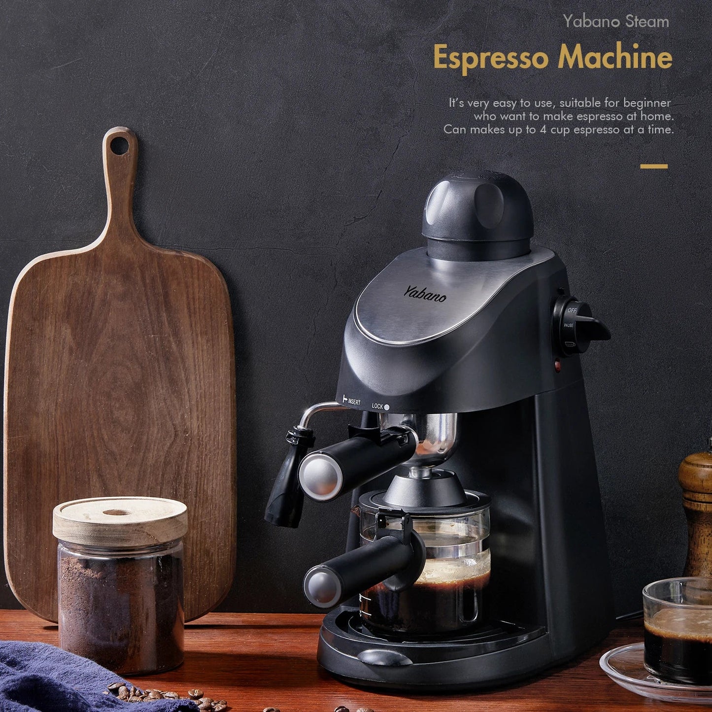 Espresso Maker with 3.5 Bar Pressure, Milk Frother & 4-Cup Capacity