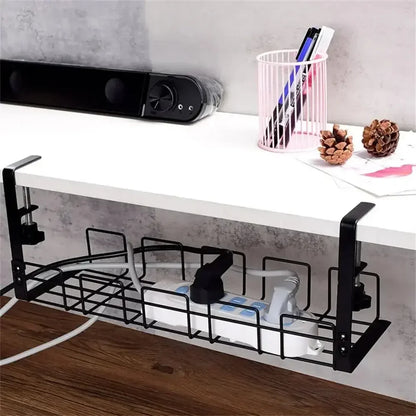 Metal Cable Tray Holder for Desk & Office - 40.5x13x16cm Black