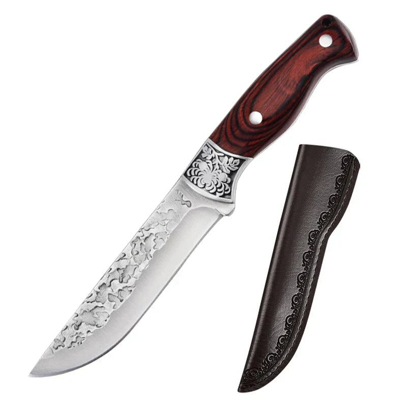 Forged Stainless Steel Cleaver - Versatile Chef's Knife for Meat, Fruit, BBQ, and Boning with Sheath