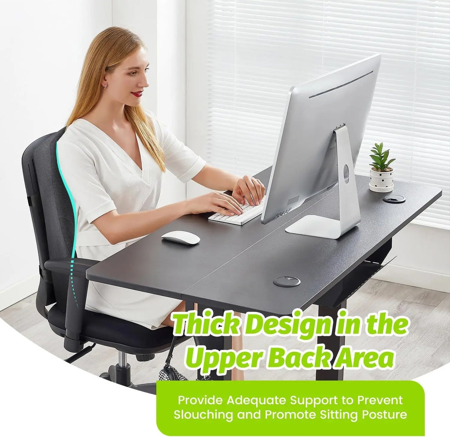 24-Inch Lumbar Support Cushion with Memory Foam, Breathable Mesh, and Non-Slip Straps