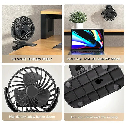 Portable USB Fan with 3 Speeds, Rotatable and Night Light