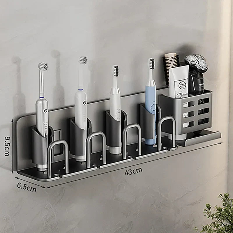 Aluminum Toothbrush Holder with Wand | Multifunctional & No Drill Organizer