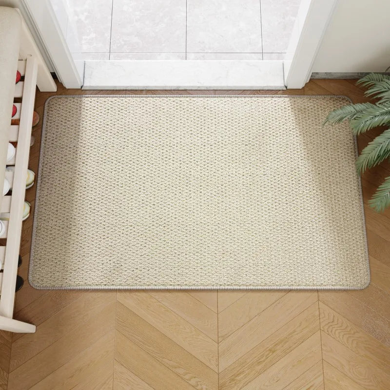 Non-Slip Entry Rug - Durable Faux Jute Outdoor Doormat for Front Door