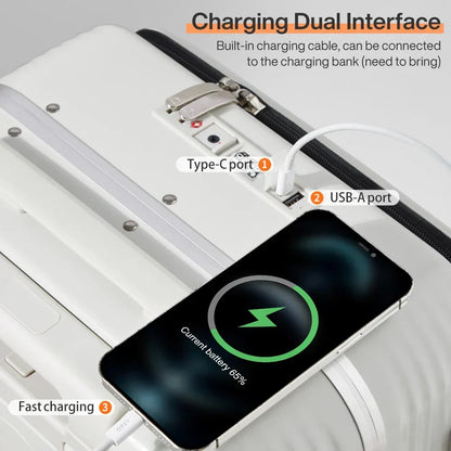 Lightweight Aluminum Travel Suitcase with USB Charging Port