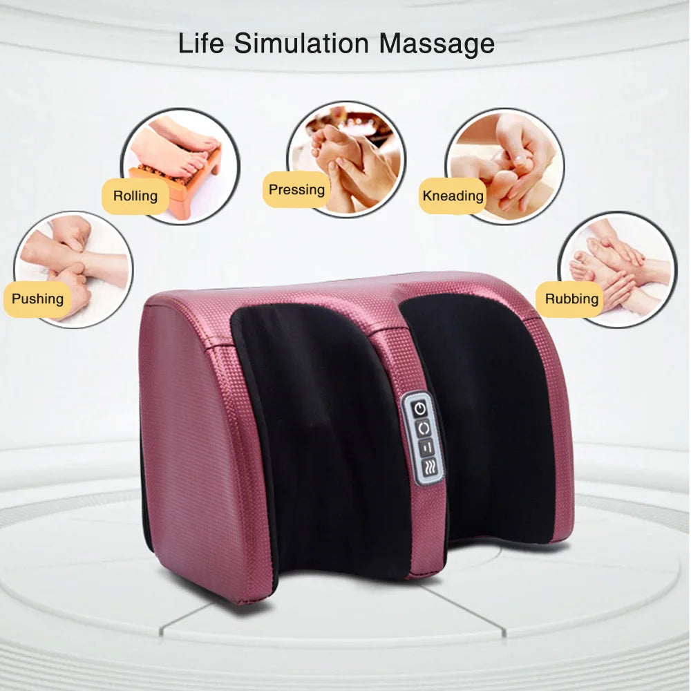 Foot Massager with Heat – 12 Kneading Nodes, Dual Rotation, 3 Intensities, 15-Minute Timer