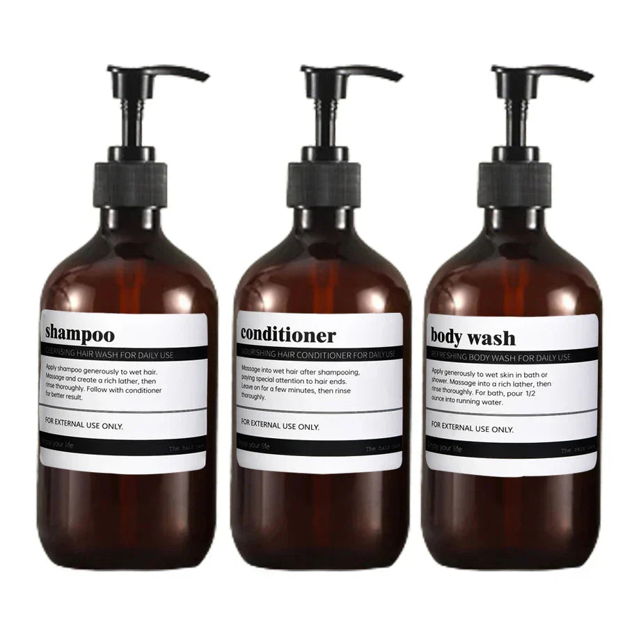 3-Piece Refillable Dispenser Set in Amber Color