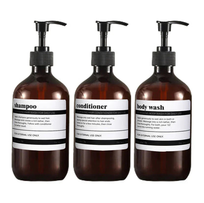 3-Piece Refillable Dispenser Set in Amber Color